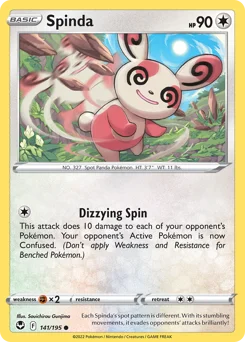 Spinda Pokemon card from Silver Tempest, card number 141