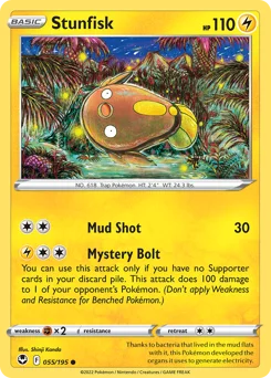 Stunfisk Pokemon card from Silver Tempest, card number 55