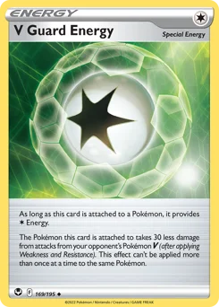 V Guard Energy Pokemon card from Silver Tempest, card number 169