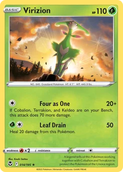 Virizion Pokemon card from Silver Tempest, card number 14