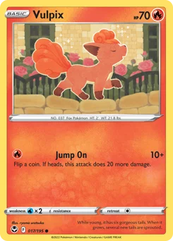 Vulpix Pokemon card from Silver Tempest, card number 17