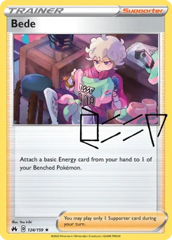 Bede Pokemon card from Crown Zenith, card number 124