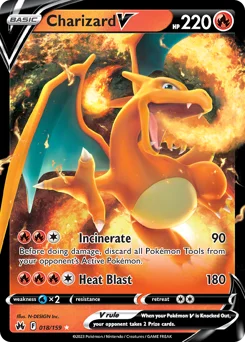 Charizard V Pokemon card from Crown Zenith, card number 18