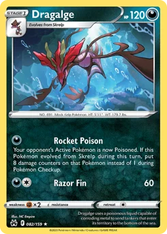 Dragalge Pokemon card from Crown Zenith, card number 82