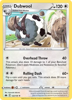 Dubwool Pokemon card from Crown Zenith, card number 122