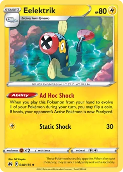 Eelektrik Pokemon card from Crown Zenith, card number 48