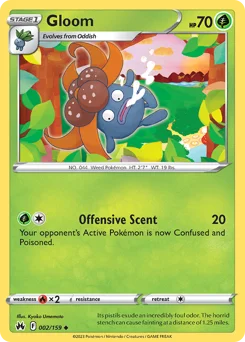 Gloom Pokemon card from Crown Zenith, card number 2