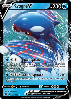 Kyogre V Pokemon card from Crown Zenith, card number 37