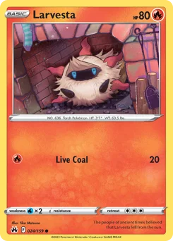 Larvesta Pokemon card from Crown Zenith, card number 24