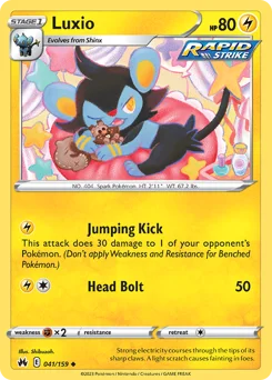 Luxio Pokemon card from Crown Zenith, card number 41