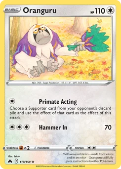 Oranguru Pokemon card from Crown Zenith, card number 119