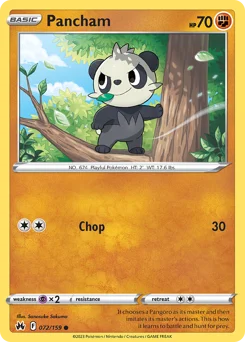 Pancham Pokemon card from Crown Zenith, card number 72