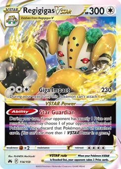 Regigigas VSTAR Pokemon card from Crown Zenith, card number 114
