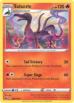 Salazzle Pokemon card from Crown Zenith, card number 28