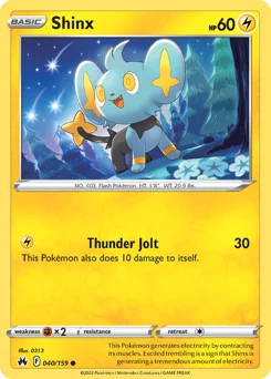 Shinx Pokemon card from Crown Zenith, card number 40