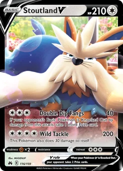 Stoutland V Pokemon card from Crown Zenith, card number 116