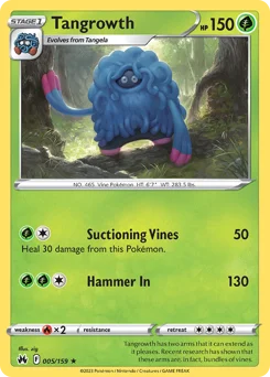 Tangrowth Pokemon card from Crown Zenith, card number 5