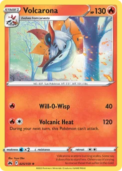 Volcarona Pokemon card from Crown Zenith, card number 25