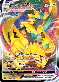 Zeraora VMAX Pokemon card from Crown Zenith, card number 54