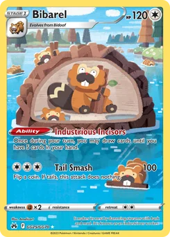 Bibarel Pokemon card from Crown Zenith Galarian Gallery, card number GG25