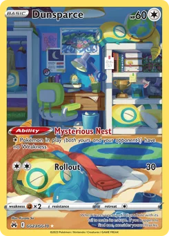 Dunsparce Pokemon card from Crown Zenith Galarian Gallery, card number GG23