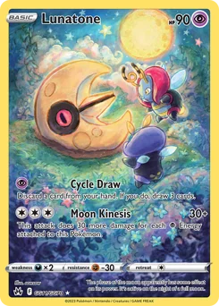 Lunatone Pokemon card from Crown Zenith Galarian Gallery, card number GG11