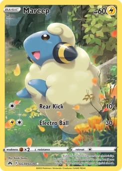 Mareep Pokemon card from Crown Zenith Galarian Gallery, card number GG34