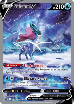 Suicune V Pokemon card from Crown Zenith Galarian Gallery, card number GG38