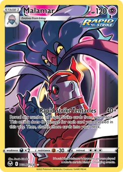 Malamar Pokemon card from Silver Tempest Trainer Gallery, card number TG06