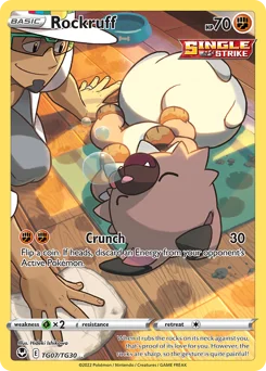 Rockruff Pokemon card from Silver Tempest Trainer Gallery, card number TG07