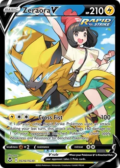 Zeraora V Pokemon card from Silver Tempest Trainer Gallery, card number TG16