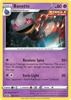Banette Pokemon card from Chilling Reign, card number 63