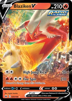 Blaziken V Pokemon card from Chilling Reign, card number 20