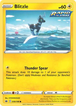 Blitzle Pokemon card from Chilling Reign, card number 50