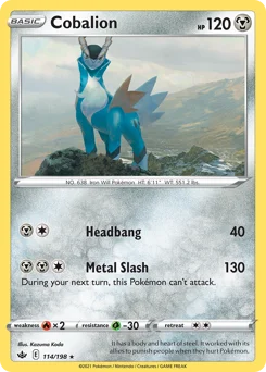 Cobalion Pokemon card from Chilling Reign, card number 114