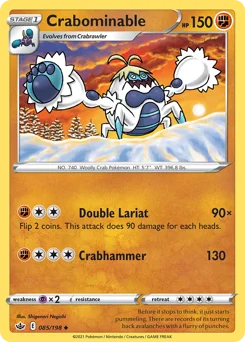 Crabominable Pokemon card from Chilling Reign, card number 85