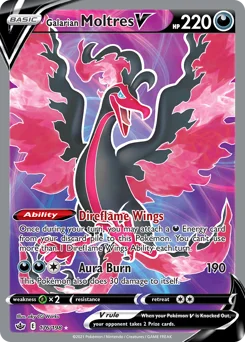 Galarian Moltres V Pokemon card from Chilling Reign, card number 176