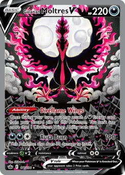 Galarian Moltres V Pokemon card from Chilling Reign, card number 177