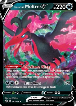 Galarian Moltres V Pokemon card from Chilling Reign, card number 97