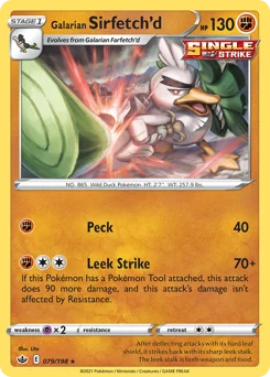 Galarian Sirfetch'd Pokemon card from Chilling Reign, card number 79