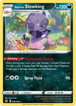 Galarian Slowking Pokemon card from Chilling Reign, card number 98