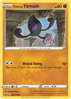Galarian Yamask Pokemon card from Chilling Reign, card number 82