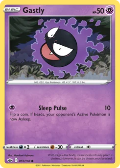 Gastly Pokemon card from Chilling Reign, card number 55