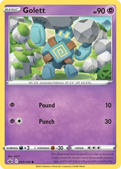 Golett Pokemon card from Chilling Reign, card number 65