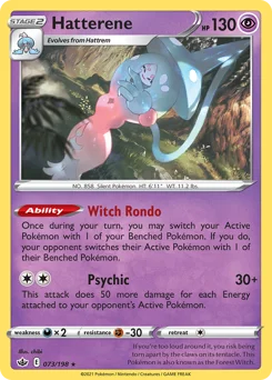Hatterene Pokemon card from Chilling Reign, card number 73