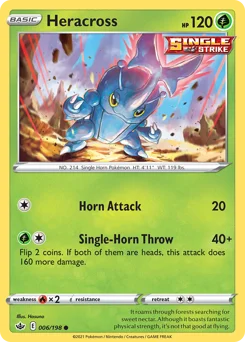 Heracross Pokemon card from Chilling Reign, card number 6