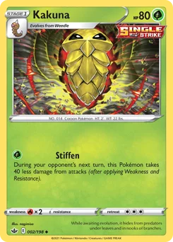 Kakuna Pokemon card from Chilling Reign, card number 2