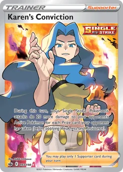 Karen's Conviction Pokemon card from Chilling Reign, card number 193
