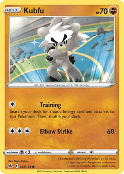 Kubfu Pokemon card from Chilling Reign, card number 93