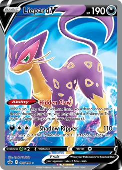 Liepard V Pokemon card from Chilling Reign, card number 180